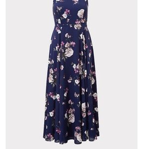 Navy Floral Georgette Maxi Dress